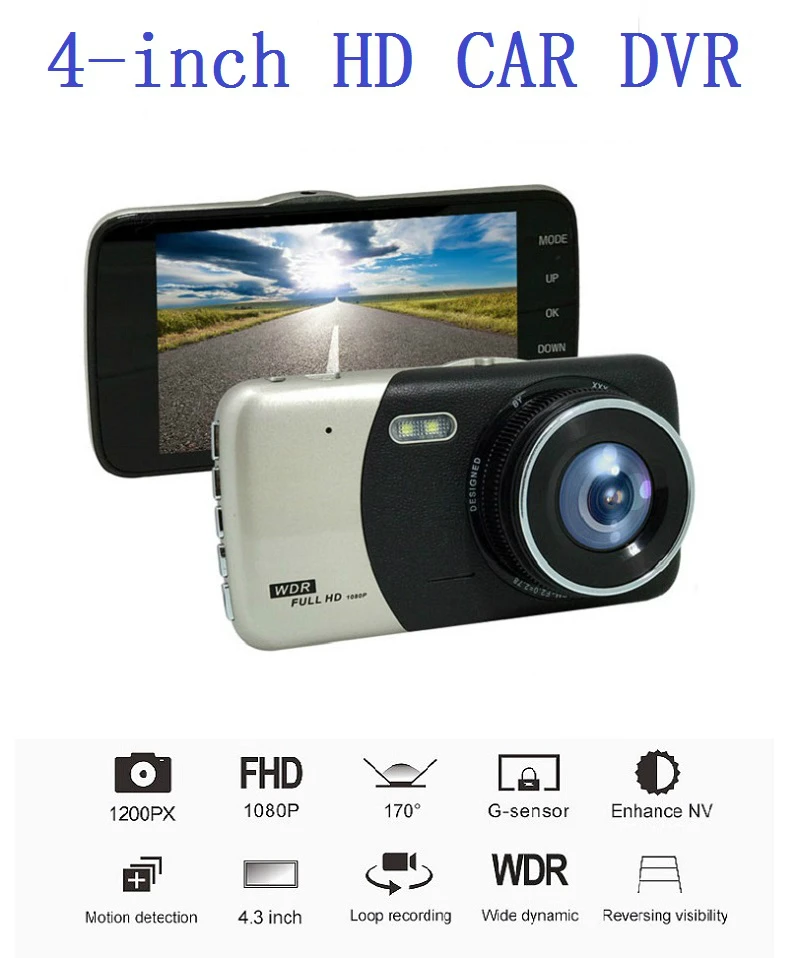

4" 1080P 170 Degree Two Lens Dash Cam Front Rear Auto Recorder G-sensor Car Camera Car DVR Driving Car Cam Recorder Night Vision