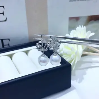 

Crown 925 Sterling Silver Earrings Findings Stud Earrings Settings Mountings Parts Mounts for Pearl Jade Corals Stones Beads