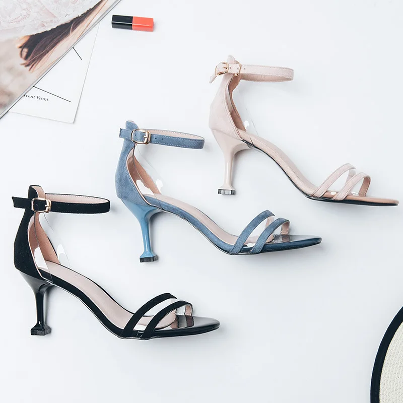 

2019 New Style Sandals 7 Cm Versatile GIRL'S Korean-style Summer Versatile Rome Bandage Cloth-WOMEN'S High-heeled Shoes Women's