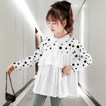 

2020 Autumn Teens Girls White Blouses Cotton Shirt Fashion Long Sleeve Peter Pan Collar Toddler Tops Kids Clothes School Shirt
