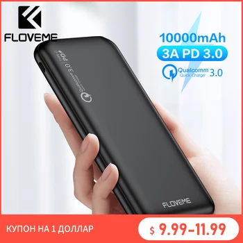 

FLOVEME Quick Charger 3.0 Power Bank 10000Mah PD 3.0 Fast 18W Powerbank 10000 Mah External Mobile Battery For iPhone Xiaomi Fast