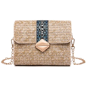 

Straw Bags Summer Beach Women Weave Straw Bag Sling For Women Vacation Straw Bag Woman Summer Bag Small Female(Khaki)