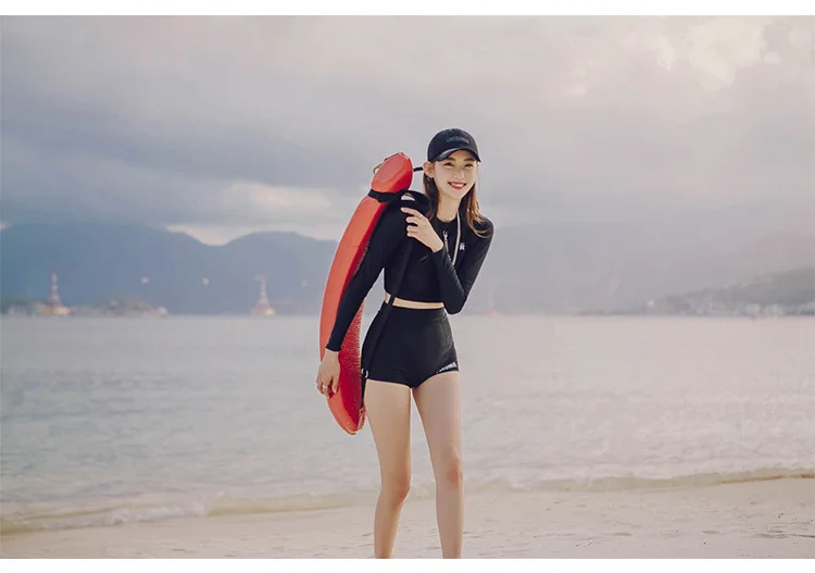 Женская одежда для плавания, сексуальный купальник для женщин, s Kite Surf, Рашгард, купальные костюмы, летние для девочек, новинка, длинный рукав, черные, для женщин, высокая