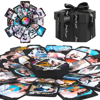 

Hexagon Surprise Explosion Box DIY Handmade Scrapbook Photo Album Gift Box for Valentine Christmas Birthday Gift Surprise Boxes
