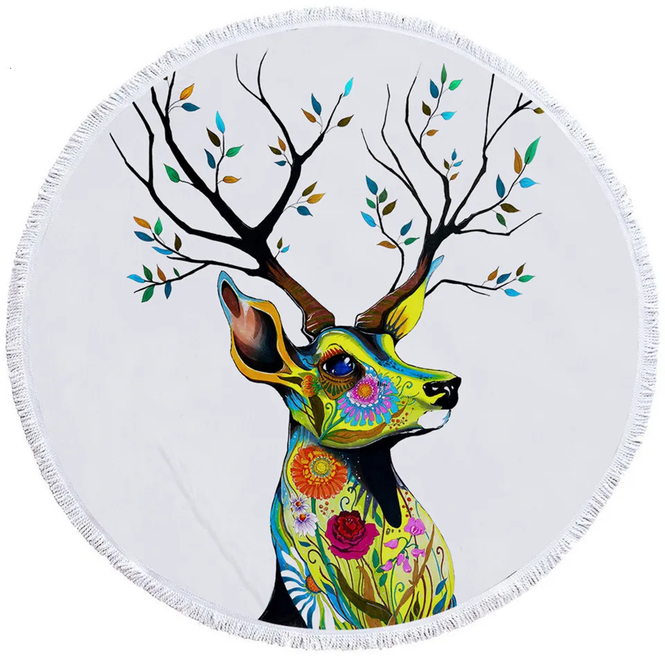 Fox by Pixie Cold Art большое круглое пляжное полотенце акварельное животное из микрофибры банное полотенце для взрослых Toalla Tribal tassels коврик для пикника