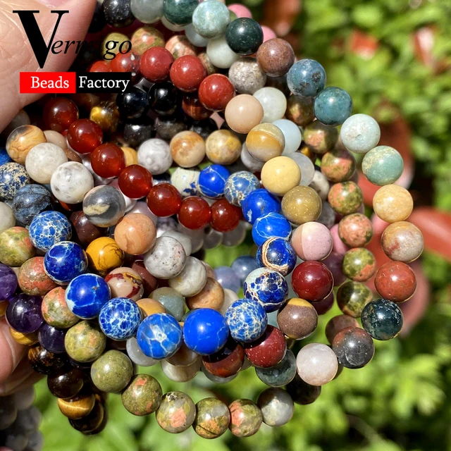 42 Style Natural Stone Beads 4 6 8 10mm Lava Amazonite Agates Amethysts Turuoqises Round Beads for Jewelry Making Diy Bracelets 3