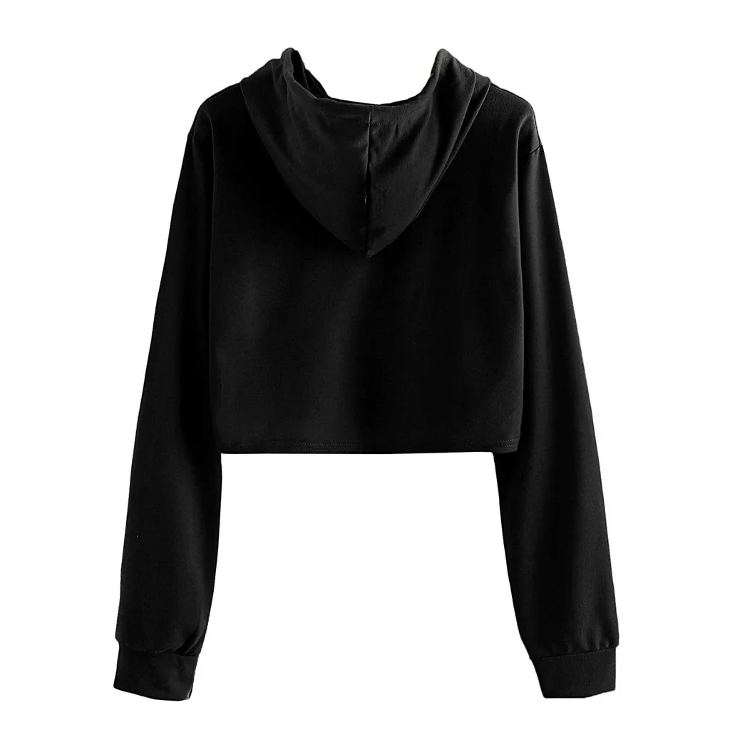 JAYCOSIN Fashion Women Casual Simple Sweatshirt Halloween Ghost Claw Print Long Sleeve Comfortable Popular Soft Crop Top Hoodie