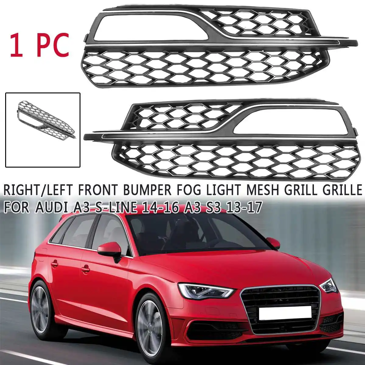 Передний бампер ABS противотуманный светильник гриль для Audi A3 S3 2013 2014 2015 2016 2017 S Line