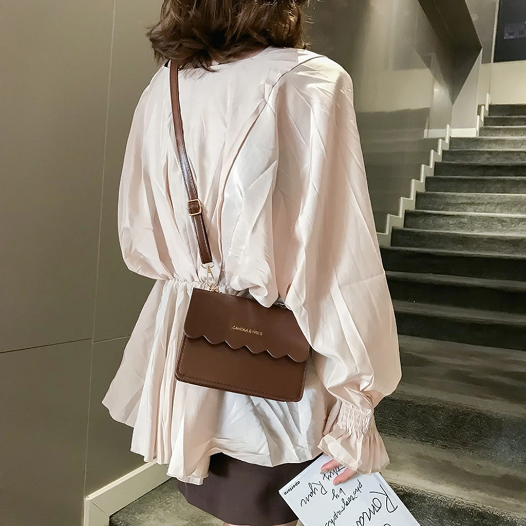 Simple Flap Shoulder Fashion Women Bag Leather Bags Girls Pure Color Mini Messenger Chest Cross Body Handbags Bolsa Feminina 820