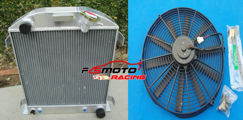3 ядра радиатор из алюминиевого сплава+ вентилятор для Ford 1932 Hi-Boy двигатель Chevy Hotrod 32