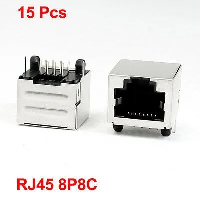 

15 Pcs 8 Pins RJ45 PCB Horizontal Plug-in Type Jacks Sockets 15mm Length