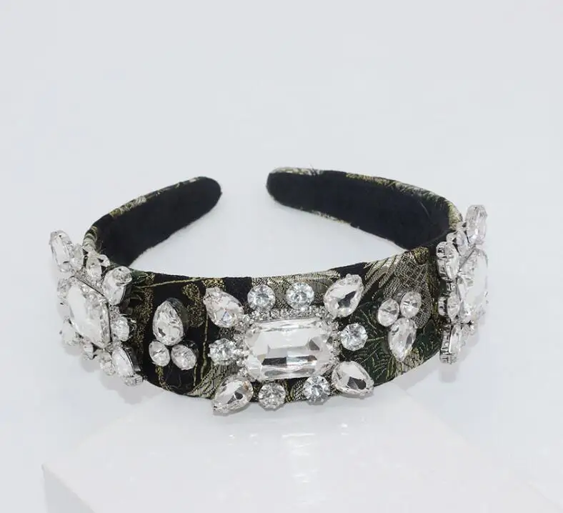 Rock full of gemstone velvet luxury geometric hairband catwalk dance temperament hair accessories