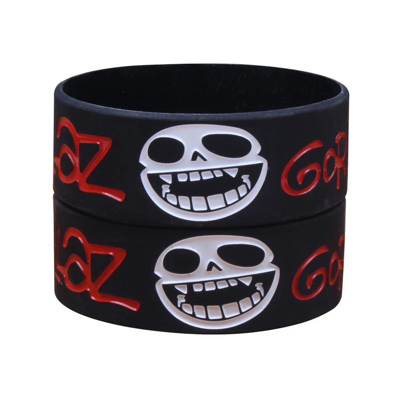 Gorilaz-pulsera ancha de silicona para música, color negro, 1 Uds.