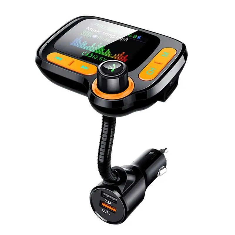 QC 3,0 12 В двойной USB Автомобильный MP3-плеер Bluetooth прикуриватель зарядное устройство Авто Зарядка автомобиля без рук музыка автомобильное зарядное устройство - Название цвета: Черный