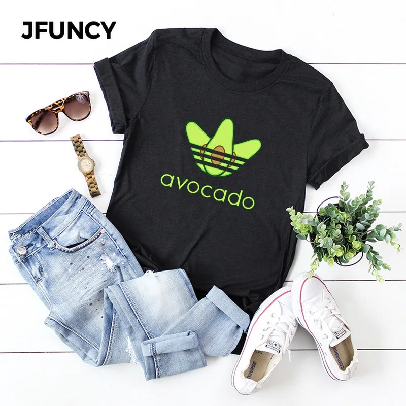JFUNCY забавные авокадо женские футболки летние с коротким рукавом Harajuku рубашка Femme