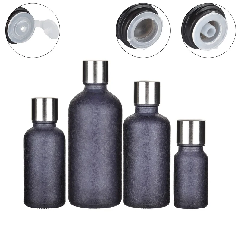 

5~100ml Glass Perfume Bottle Ice Crack Essence Toner Makeup Packaging Refillable Essential Oil Bottle with Orifice Reducer 10pcs