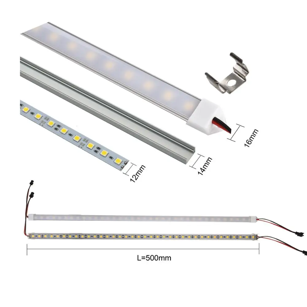 50 шт. светодиодный бар световая полоса для кухонного шоу шкаф 12 в 50 см/шт. жесткий алюминиевый корпус с молочным прозрачным покрытием - Испускаемый цвет: Milk Cover