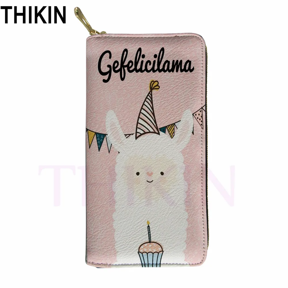 as picture THIKIN Мультфильм Альпака печати женский модный кожаный кошелек модный карман водонепроницаемая сумка для денег женский кошелек на заказ Мобильная Сумка - Цвет: as picture