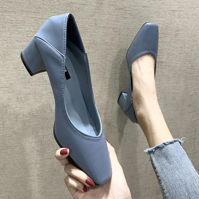 Fashion Women's Pump New Thick With Shallow Mouth Womens Shoes Elegant ...