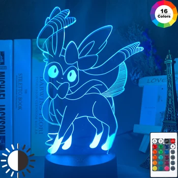 

3D Optical Lamp Game Go Sylveon Figure Nightlight for Girl Room Decor Lighting Color Changing Led Night Light Gift