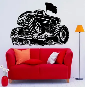 

Vinyl Racing Car Sticker Art Murals Monster Truck Wall Stickers For Kids Room Bedroom Decor Boys Gift Stickers Muraux 3666