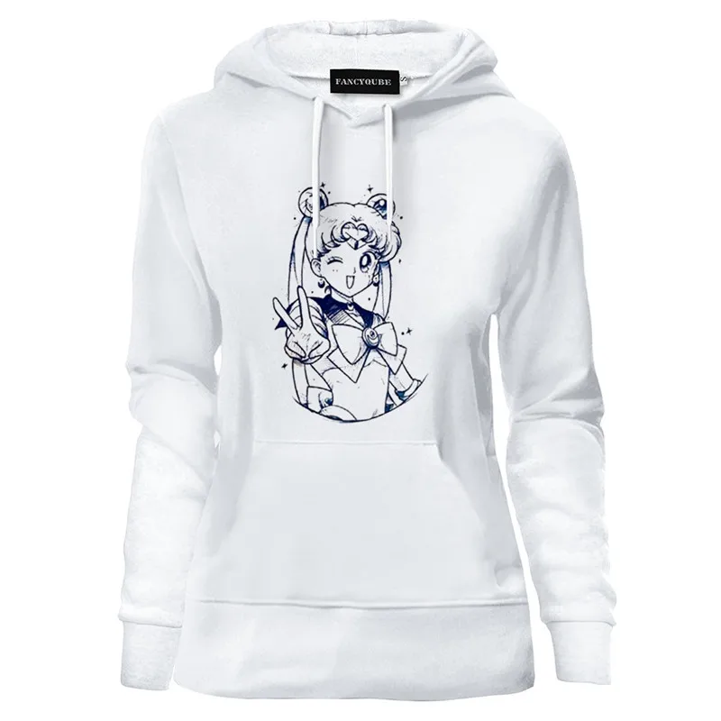 Sailor свитшот с Луной s толстовки Женская одежда Kawaii с длинным рукавом Harajuku Sailor свитшот с Луной для девушек