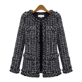 

Stylish Winter Women Tweed Vintage Overcoat Woolen Jacket Coat