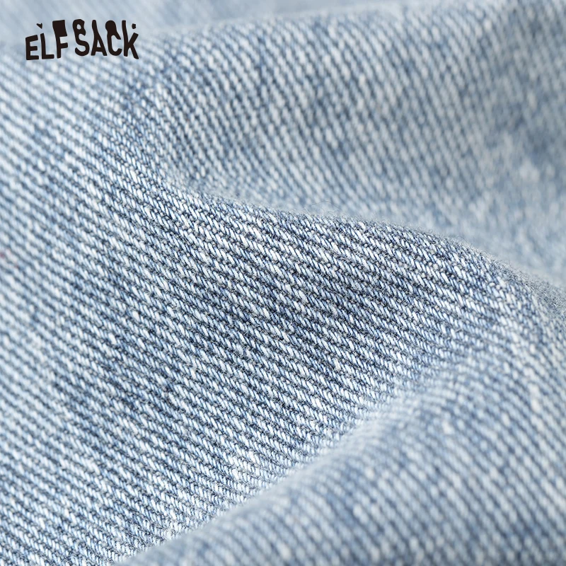 ELFSACK хлопковые потертые джинсовые пальто с мультяшным принтом для женщин Осенние новые корейские повседневные женские уличные топы с дырками
