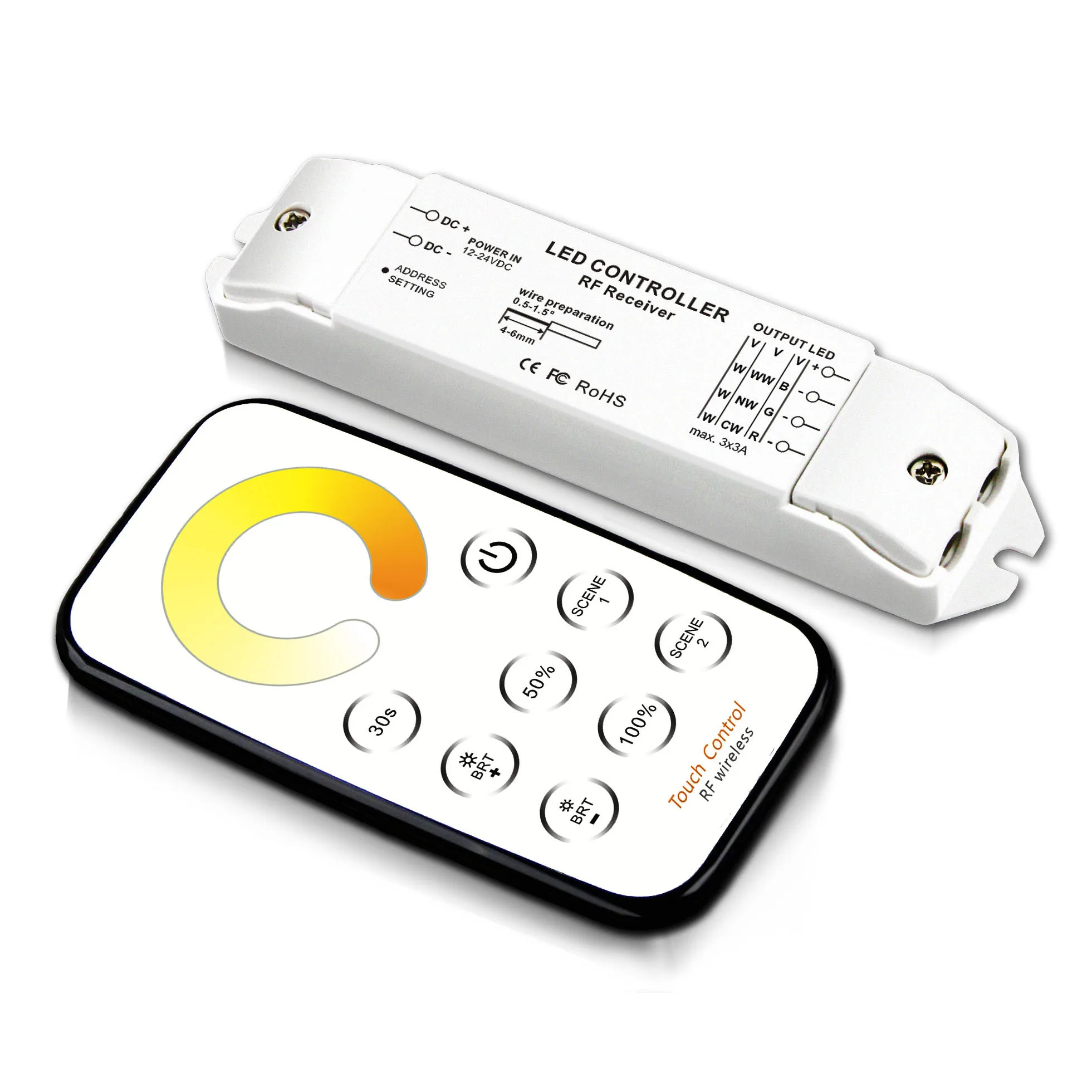 Bincolor T2+ R3 светодиодный диммер приемник контроллер с мини RF беспроводной пульт дистанционного управления светодиодный CCT для светодиодные ленты светильник, DC12V-24V