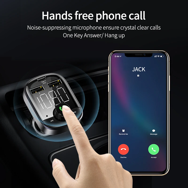 FLOVEME Quick Charge 3 0 USB Car Charger QC3 0 Bluetooth FM Transmitter Car Kit For 5