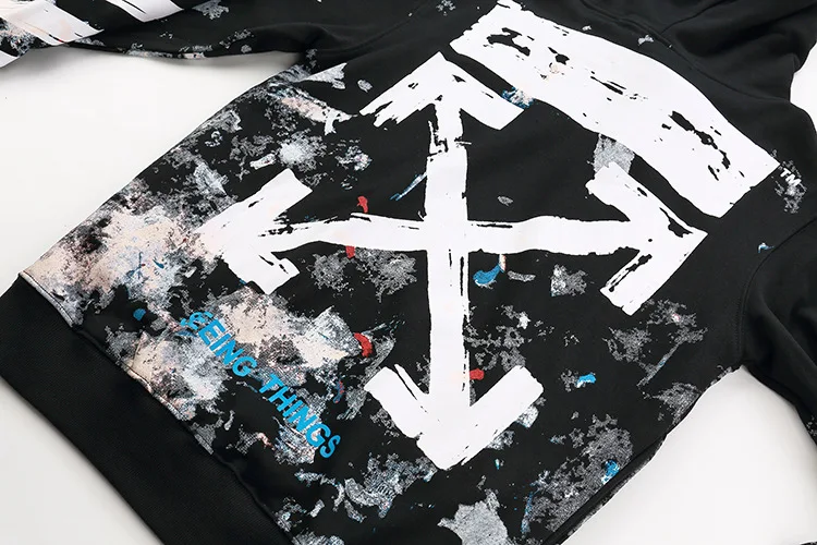 19SS OFF-WHITE OW фейерверк стрела пара Белая Мужская/женская уличная мода Чистый хлопок спортивное пальто с капюшоном