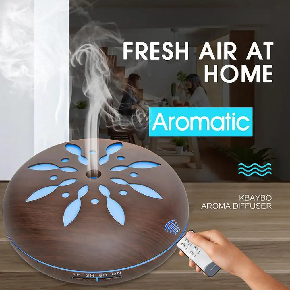 

550ml Ultrasonic Humidifier Essential Oil Diffuser Wood Grain Mist Humidifier LED Night Light for Office Home Bedroom
