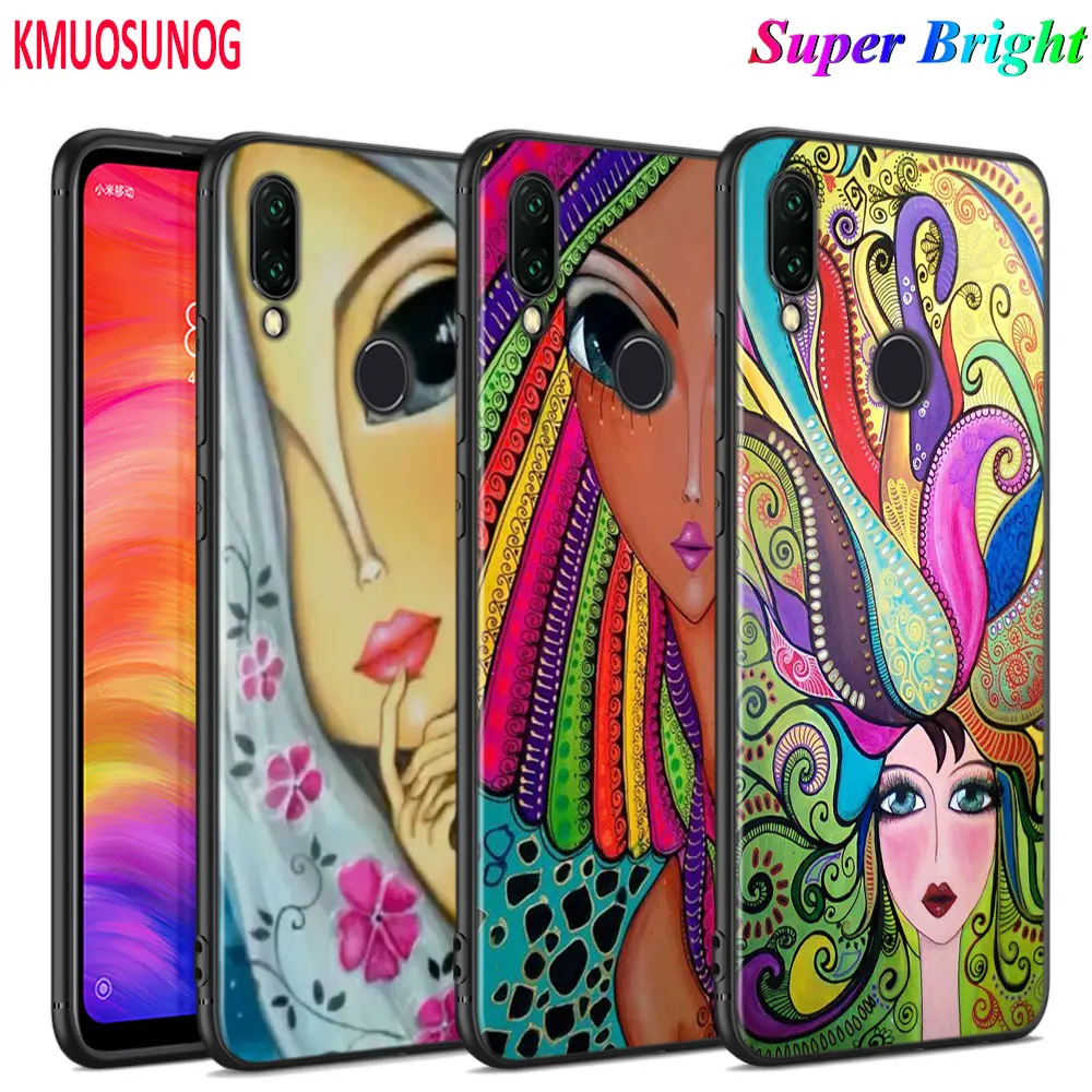 

Black Silicone Cover Artistic abstract girl for Xiaomi Redmi Note 8 7 6 5 4X 4 K20 Pro 7A 6A 6 S2 5A Plus Phone Case