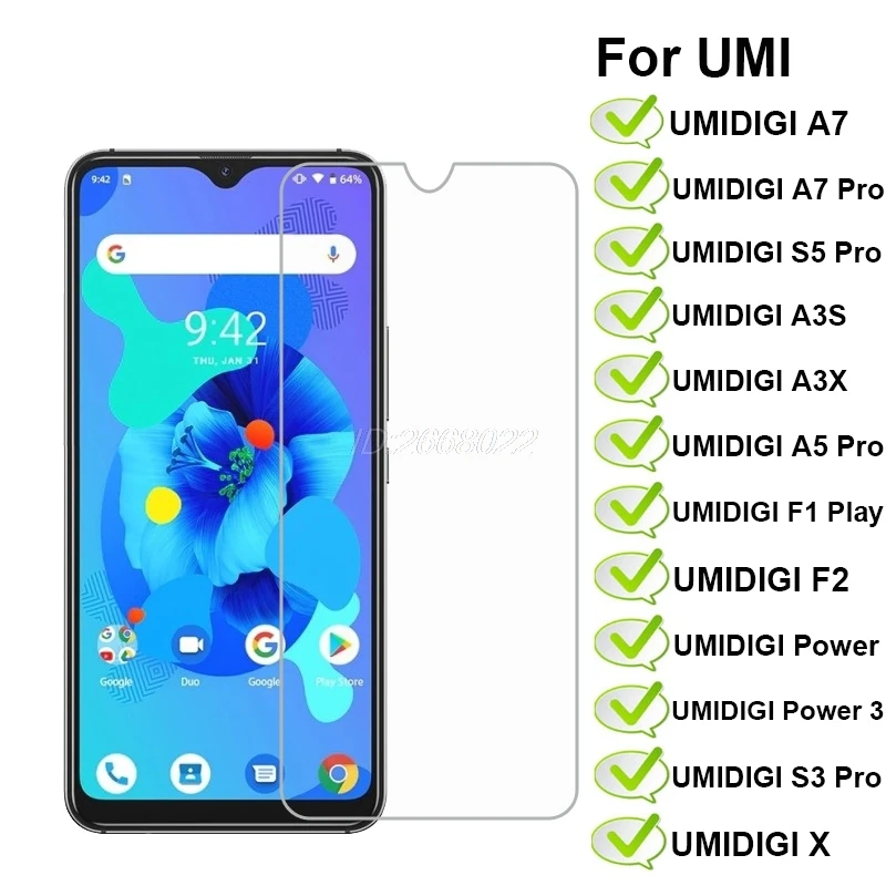 

Umidigi A9 A11Pro Max Tempered Glass Phone Film on UMIDIGI A5 A7S S3 S5 Pro F1 F2 X A3S A3X Umi Power 5 3 Glass Screen Protector