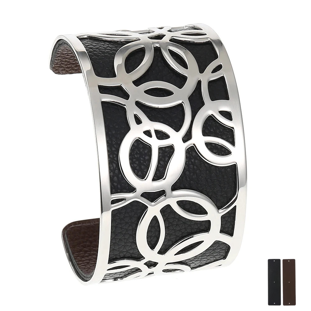 Legenstar Bijoux Manchette Femme браслет Argent Pulseiras Браслеты для женщин полые из нержавеющей стали 40 мм манжеты браслеты и браслеты