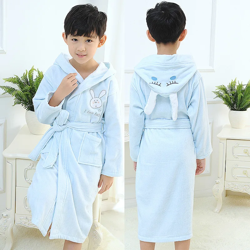 4 Color Girl Summer Cotton Bathrobe Waffle Hooded Children Robe Boys  Dressing Gown Kids Roupao After Spa Bath Swimming L173 - AliExpress