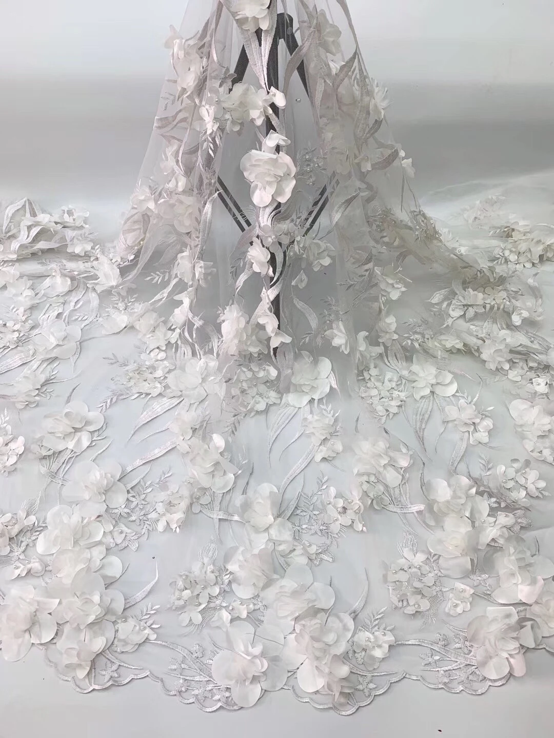Королевский синий 3D цветок кружева ткани высокое качественная французская кружевная ткань в африканском стиле Тюлевая сетчатая кружевная ткань для свадебное платье KJL9727D