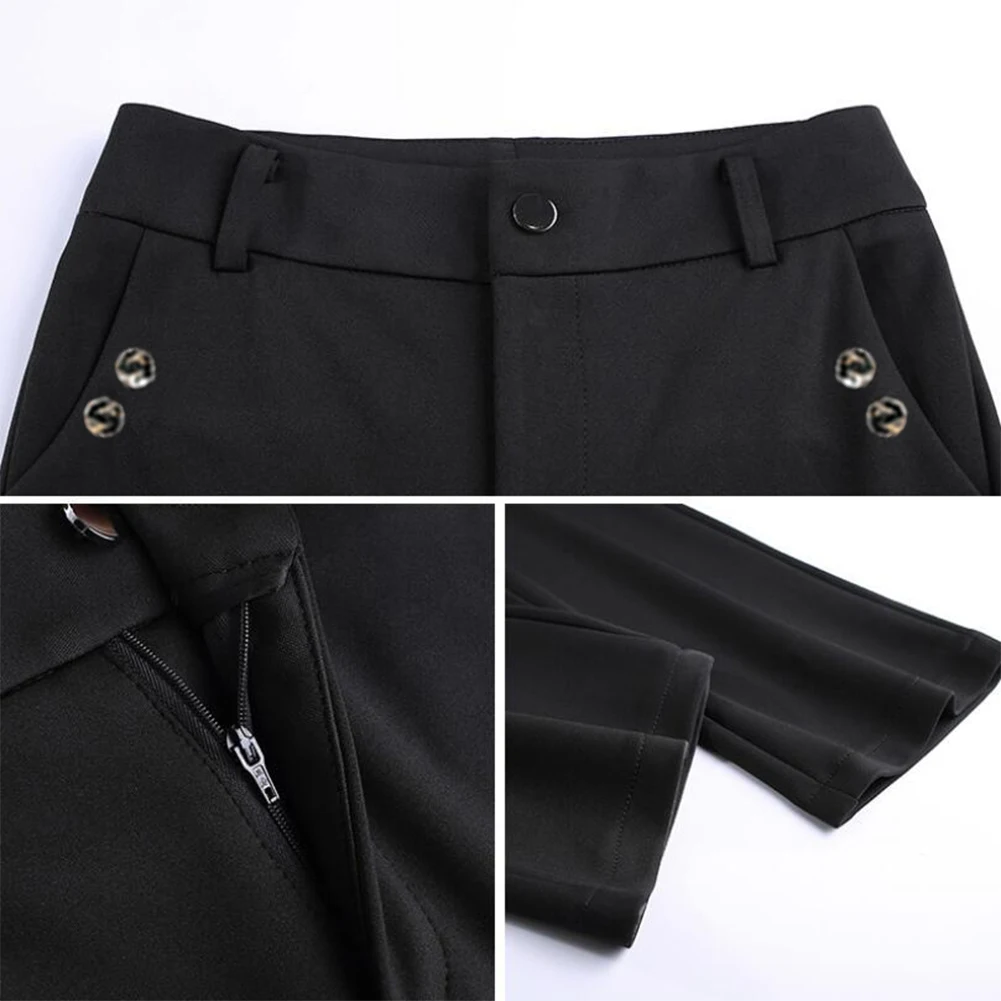 Расклешенные молнии Эластичный Slim Fit домашняя верхняя одежда для покупок женские брюки рабочий прочный мягкий хлопок смесь Офис высокая талия