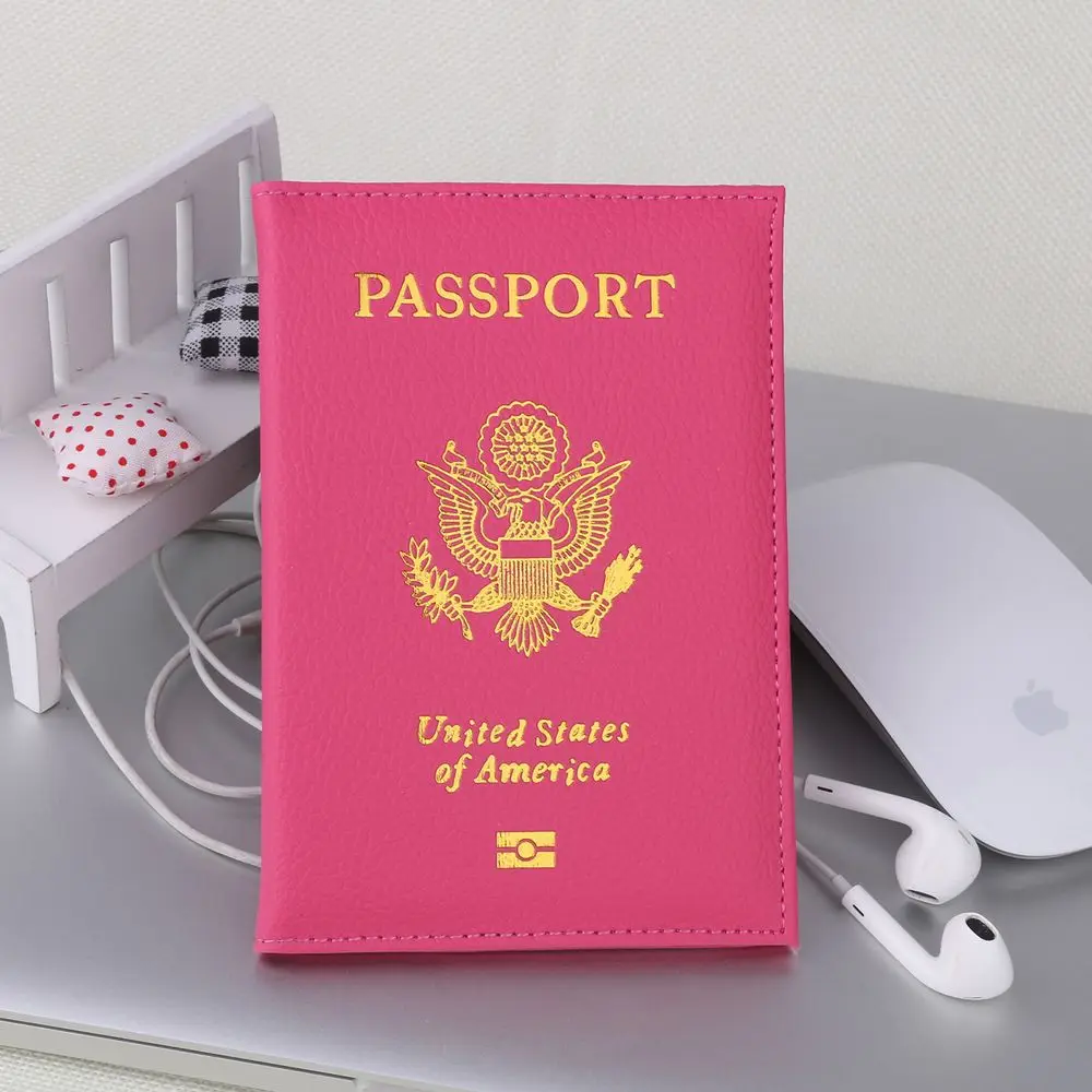 TRASSORY путешествия личи шаблон кожа США Обложка для паспорта США Rfid защита Кредитная карта чехол держатель для паспорта - Цвет: Rose Red