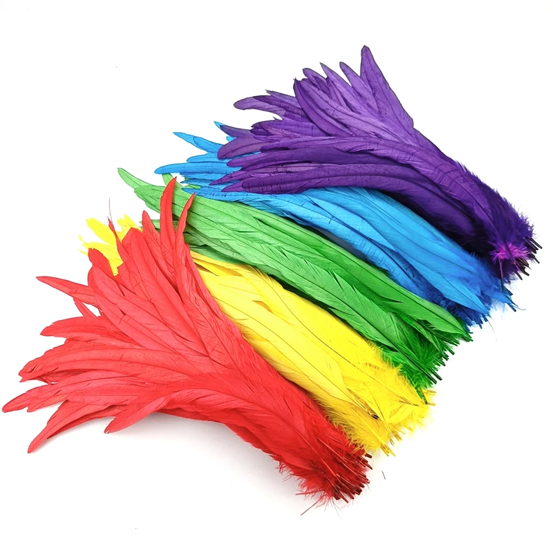 Description Picture 2 of item50Pcs/Lot 30-35cm Rooster Tail Colored Feather Carnival Long Plume Handicraft Accessories Wedding Party Decor Table Centerpieces