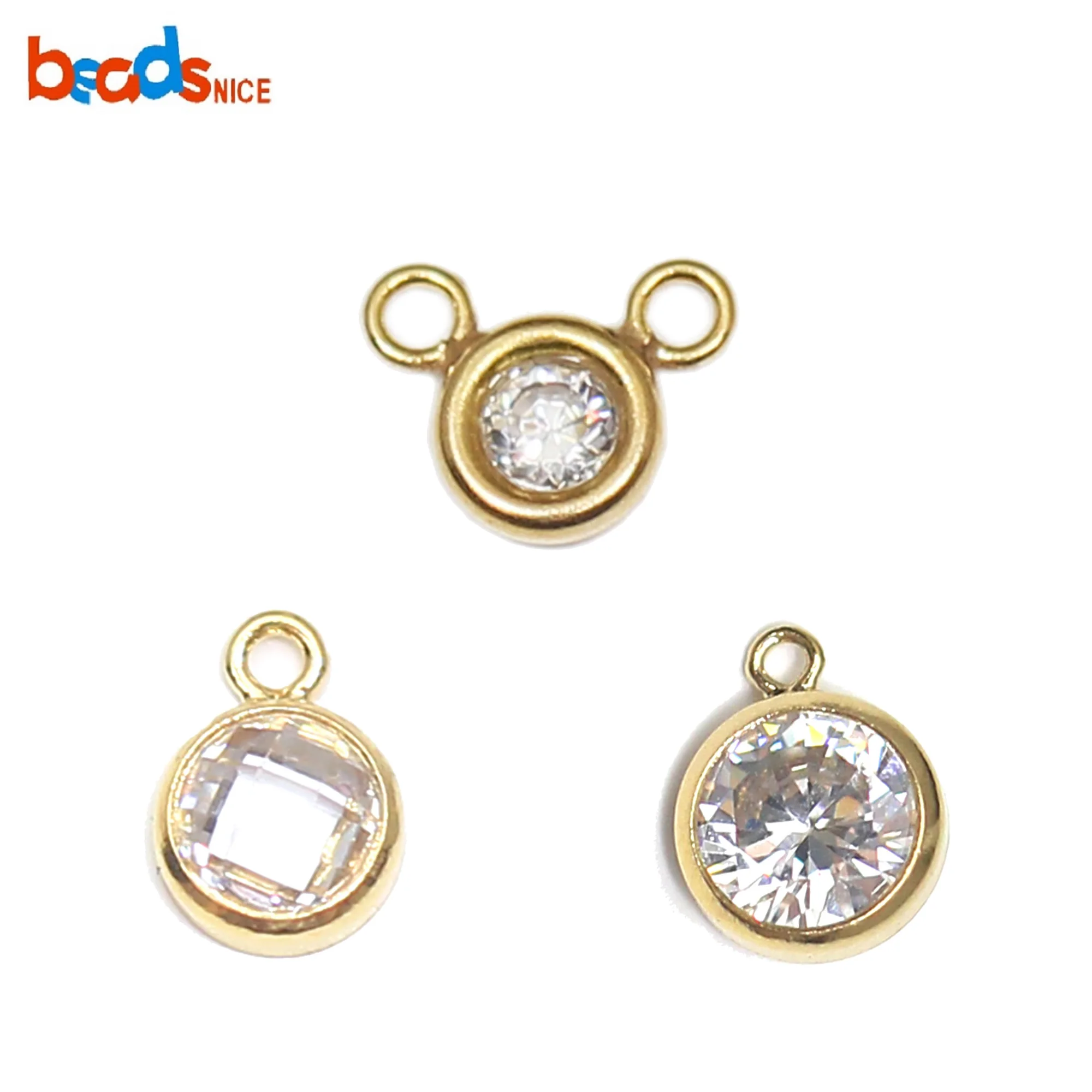 

Beadsnice Dainty Tiny Delicate Round CZ Charm Gold Filled Pendant Charm for Necklace Earring Jewelry Making ID40059