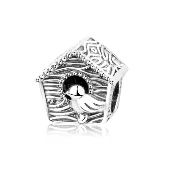 925 Sterling Silver Owl Unicorn Bird Snail Dream Catcher Bow Heart Shaped Ferris Wheel Beaded Charm Diy Bracelet - Цвет: 1439