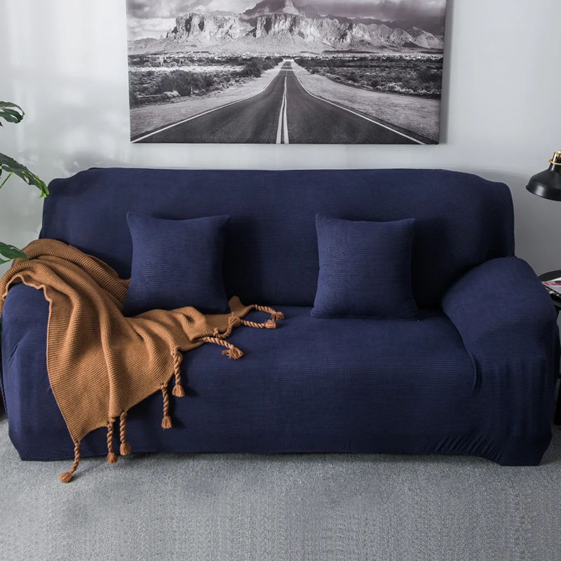 Флисовый чехол для дивана универсальный чехол для дивана сплошной цвет эластичный чехол нескользящий полный Чехол для дивана - Цвет: 1