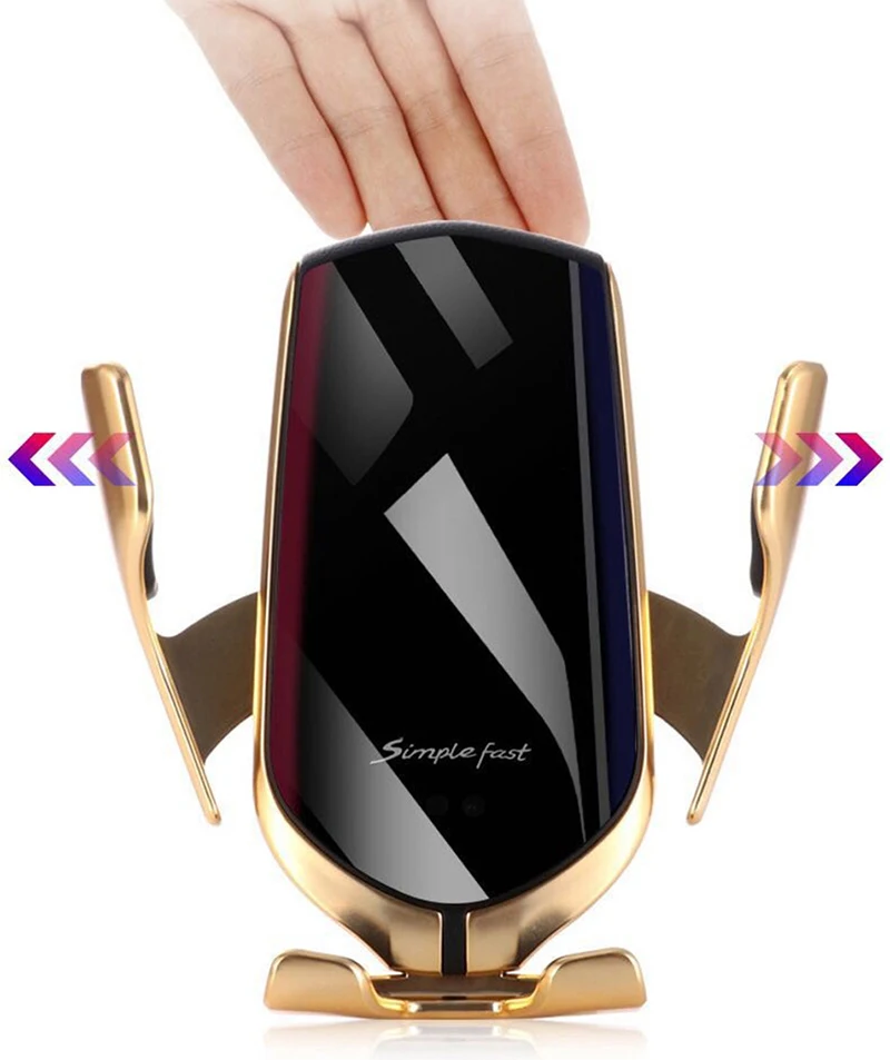 R1 автомобильное беспроводное зарядное устройство для IPhone X XR XS 8 Plus Galaxy S10 S9 S8 умный автоматический зажим Быстрая зарядка держатель телефона на вентиляции