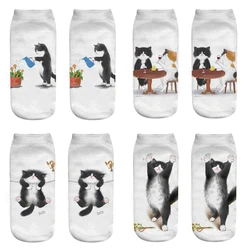 Casual Cute women Socks animal Cartoon Kitten Unisex Short Socks Creative Colorful Multiple Cat Face Happy Low Ankle Socks