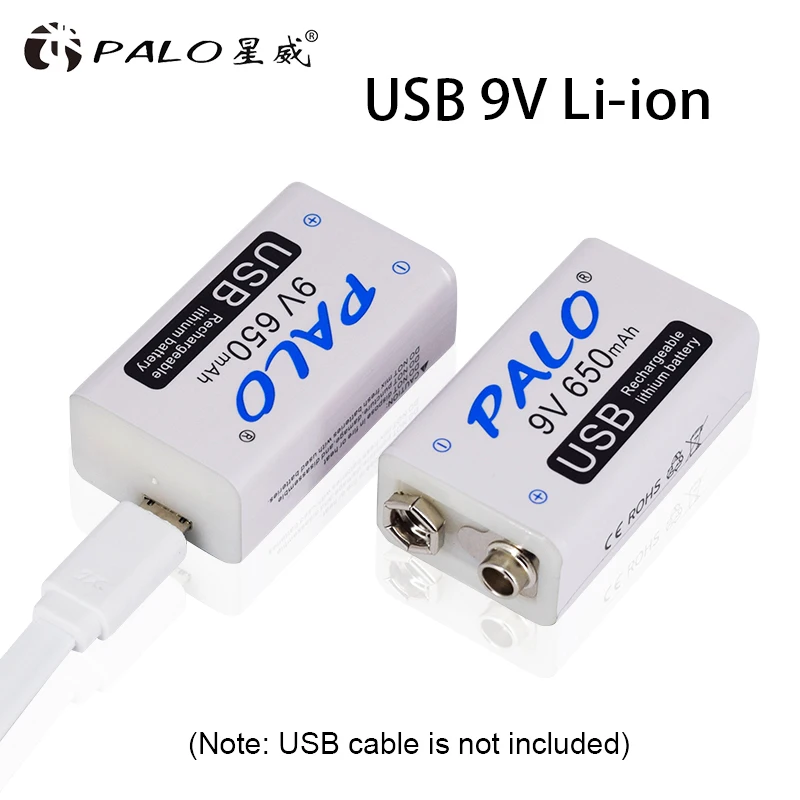 Литий-ионный аккумулятор PALO micro USB 9 в 6F22 В литиевый 650 мА · ч быстрая зарядка