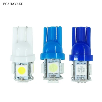 

ECAHAYAKU 4pcs T10 LED W5W 5050 5SMD 192 168 194 White Lights LED Car Light Wedge Lamp Bulbs Super Bright 12V License Plate Lamp