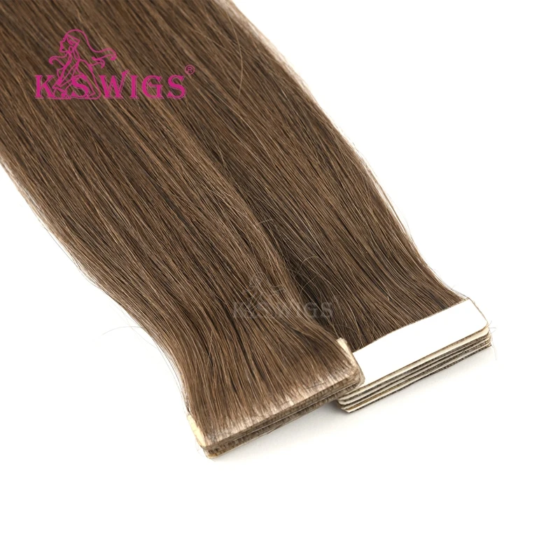 K.S парики 1" 20" 2" Remy, завязанные вручную ленты, искусственная кожа, уток волос, прямые, двойные, нарисованные, невидимые, бесшовные, клейкие волосы для наращивания