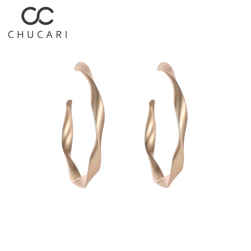 CHUCARI новые модные золотые серебряные круглые серьги для женщин большие круглые серьги скрученные геометрические серьги-кольца из металла