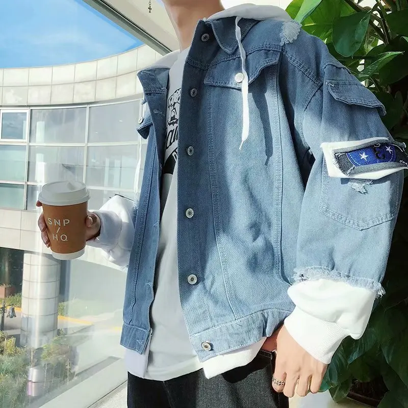 New Style Jeans Coat Men Spring And Autumn Korean-style Trend Winter Jacket Loose Handsome Loose-Fit Clothes Men'S Wear